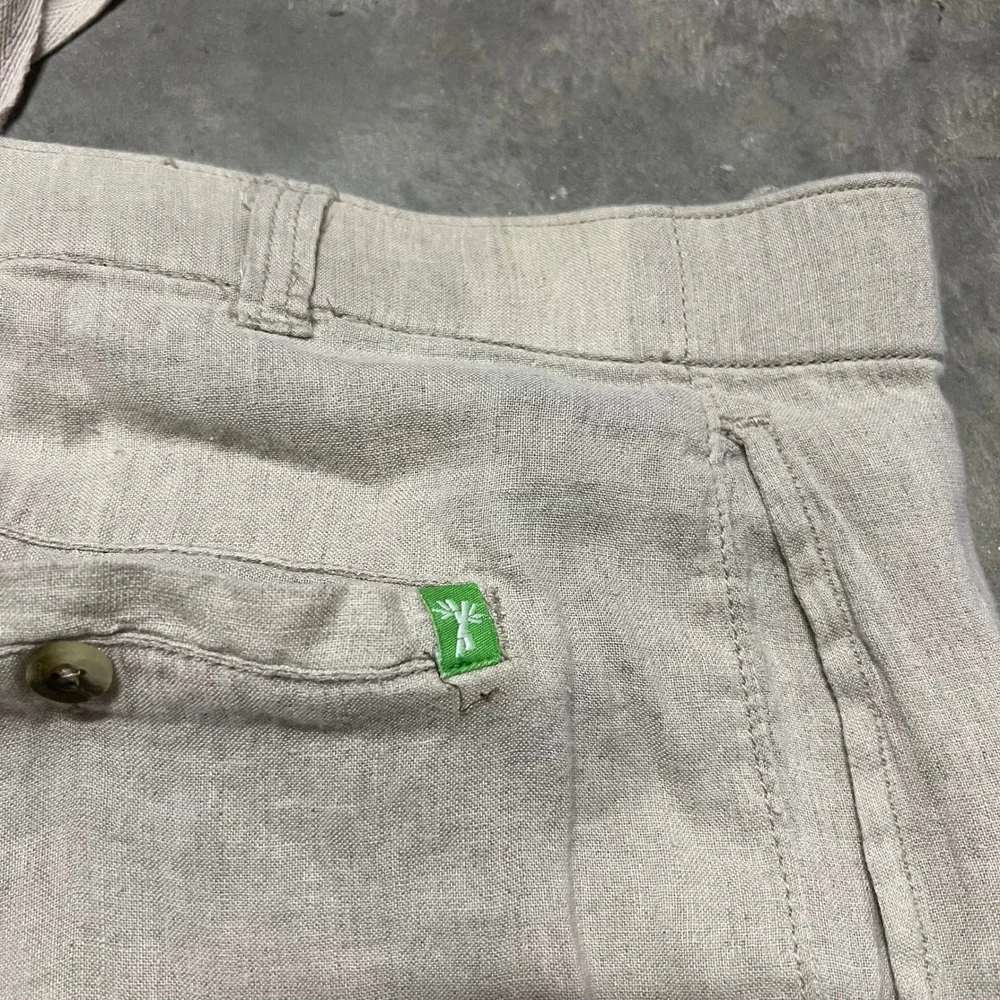 Cariloha Bamboo Linen Blend Pants Mens 36x32 Beige Oatmeal Straight Leg Summer